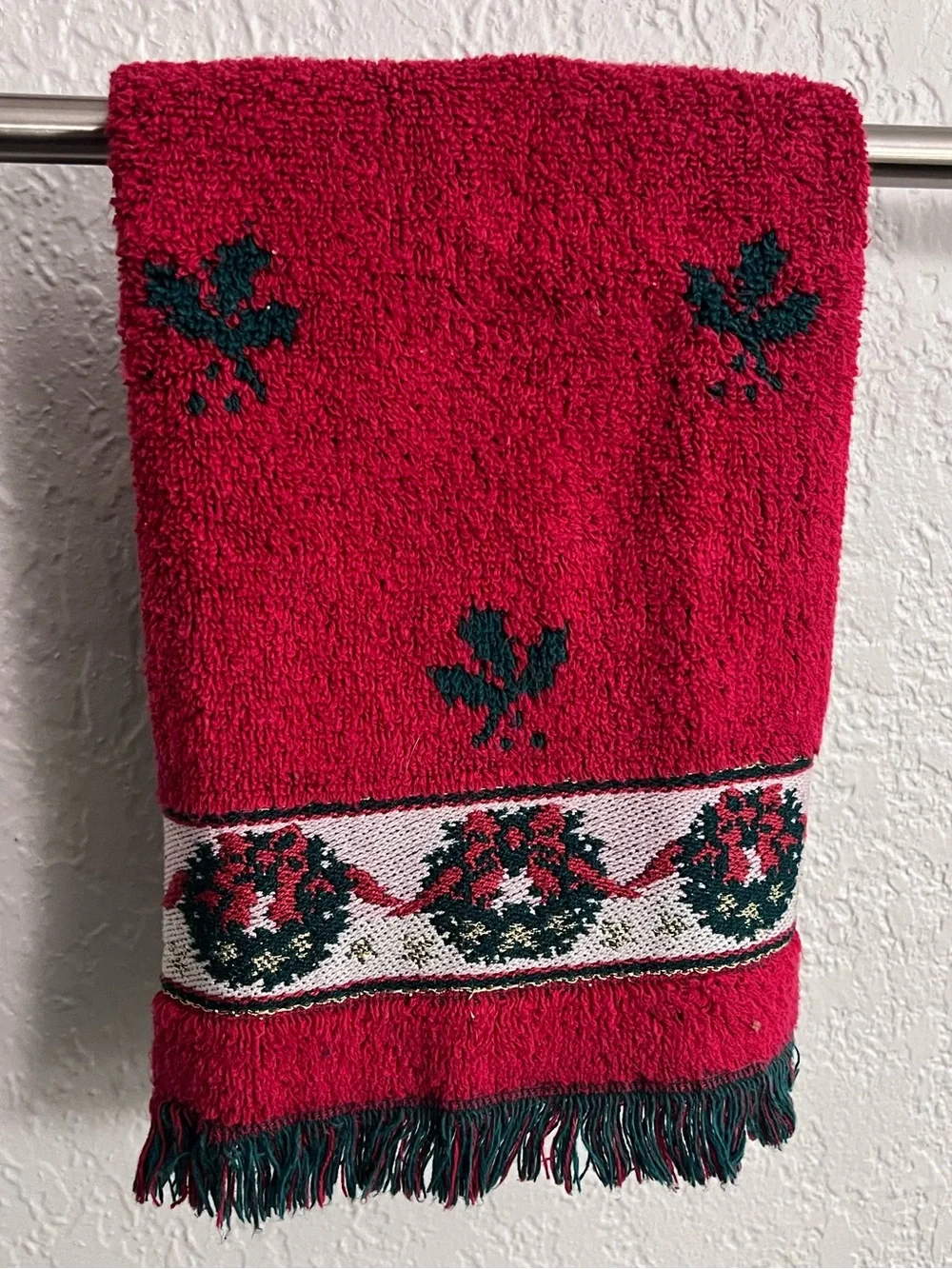 Vintage Fieldcrest Christmas Guest Towel Made in USA